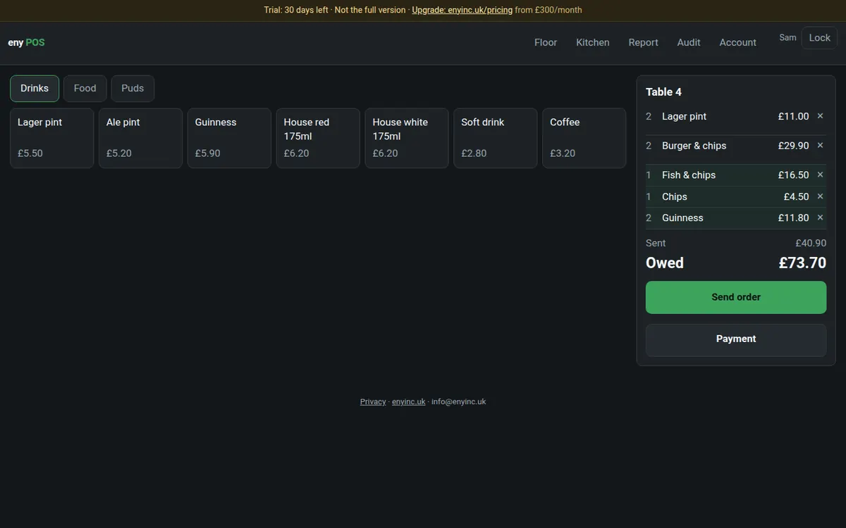 eny POS with its demo data loaded